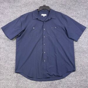 Orvis Mens XL Navy Blue Short Sleeve Button Down Shirt Classic Collection Pocket